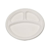 10” Compostable Sugarcane Plate – 3 Compartment