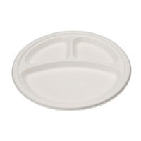 10” Compostable Sugarcane Plate – 3 Compartment