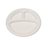 9” Compostable Sugarcane Plate – 3 Compartment