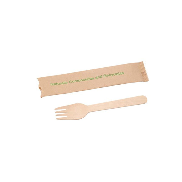6” Compostable Wooden Fork – Individually Wrapped