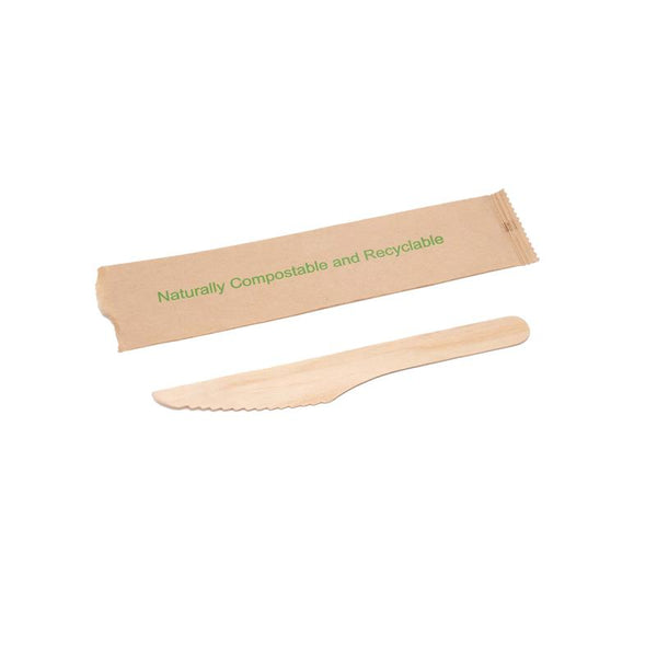 6” Compostable Wooden Knife – Individually Wrapped