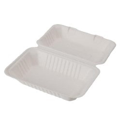 9”x6”x3” Compostable Sugarcane Clamshell